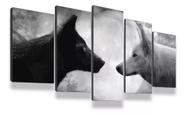 Quadros Decorativos Lobos Casal Lua Cheia Lindo"