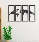 Quadros Decorativos Mapa Mundi para Quarto Sala Cozinha em MDF Vazado 4 Partes