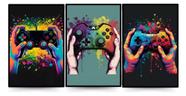 Quadros Decorativos Mosaico Gamer Controles Colorido Play"