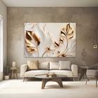 Quadros Decorativos para Quarto Sala Dourado Flores Branca Floral Arte Grande Escritório Hall