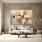 Quadros Decorativos para Quarto Sala Pintura Arte Abstrato Bege Branco Marrom Dourado Grande Escritório Hall