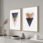 Quadros Decorativos para Sala Cozinha Quarto com Moldura Conjunto kit 2 Escandinavo triangulo