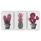 Quadros Decorativos quarto Floral Cacto Rosa 80x60