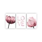 Quadros Decorativos quarto Floral Flor Love Rosa 60x40