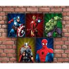 Quadros Decorativos Super Heróis Avengers Vin Capitão America Homem Aranha Hulck Thor Homem de Ferro