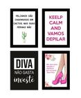 Quadros Depilação Estética Decoração Diva 4 Peças 20x28cm