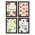 Quadros Frutas Refrescantes Moldura Preta 22x32cm 4un