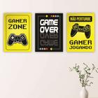 Quadros Game Over Decoração Quarto Gamer Kit 3 Peças 20x28cm