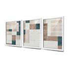 Quadros Monograma Abstrato Moderno Moldura Branca e Vidro