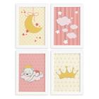 Quadros para Quarto de Bebê Ursinha Princesa Kit 4un