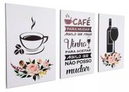 Quadros Para Sala 5 Peças Cozinha Café E Vinho Branco"