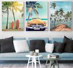 Quadros Para Sala 5 Peças Paisagem Praia Carro"