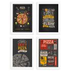 Quadros Pizzas Diversas Moldura Branca 22x32cm 4un