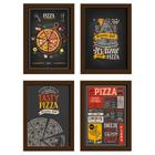 Quadros Pizzas Diversas Moldura Marrom 22x32cm 4un