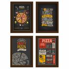 Quadros Pizzas Diversas Moldura Marrom 33x43cm 4un