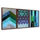 Quadros Premium Textura CXAlta 40x60 Chevron Azul 3Un