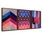 Quadros Premium Textura CXAlta 40x60 Chevron Rosa 3Un