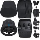 Qualicapas Capas Protetoras Compatíveis c/ Volante, Base e Pedais + Capa p/ Câmbio G29 G920 G923 Driving Force Shifter Simulador Gamer Logitech