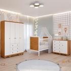 Quarto Bebê Completo Berço Americano Cloe 2 em 1 Guarda Roupas 4 Portas Cômoda Junior 100% MDF