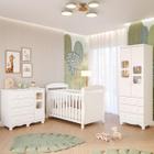 Quarto Bebê Completo Berço Americano Marquesa 3 em 1 Guarda Roupa 2 Portas Cômoda Uli MDF
