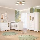 Quarto Bebê Completo Berço Americano Marquesa 3 em 1 Guarda Roupa 4 Portas Cômoda Uli MDF - Faura