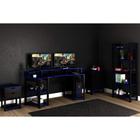 Quarto Casal Completo Gamer 4 Peças (Mesa Cabeceira + Mesa de Computador + Balcão + Estante) Preto/Azul - Tecno Mobili