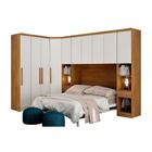 Quarto Casal Modulado Bari 5 Peças Armário Ponte + Closet + 2 Guarda Roupas + 2 Complementos QCM02 Freijó/FendiOff - Novo Horizonte