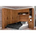 Quarto Casal Modulado Gold Bari 5 Peças (1 Armário Ponte + 1 Closet + 2 Guarda Roupas + 1 Complemento) QCM120 Freijo Cumaru - Novo Horizonte