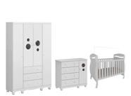 Quarto Completo Bebê Moveis Peroba Bolinha MDF 04 portas