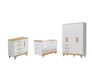 Quarto Completo Bebe Moveis Peroba Retro Ls MDF Berço 3x1