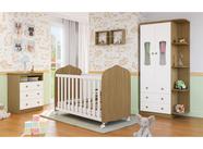 Quarto Completo Infantil Moveis Peroba Luna Berço 2x1 MDF