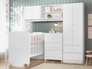 Quarto Completo Infantil Sophia com Roupeiro, Cômoda e Berço Branco - Peternella