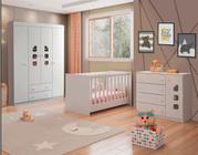 Quarto Completo para Bebê Lívia com Guarda Roupa 4 Portas, Cômoda e Berço Mini Cama Doce Sonho - Branco - Angels Home