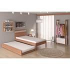 Quarto Completo Solteiro 4 Peças (Cama CM8010 + Cama Auxiliar CM8008 + Cabideiro AZ1029 + Mesa Cabeceira AZ1016) Amêndoa/Branco - Tecno Mobili