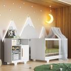 Quarto de Bebê 100% MDF Berço Minicama com Colchão e Cômoda Flocos Branco