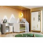 Quarto de Bebê 100% MDF com Berço Minicama, Cômoda e Guarda Roupa 3 Portas Flocos - Tigus Baby