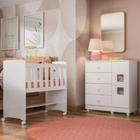 Quarto de Bebê 100% MDF com Mini Berço e Cômoda Life Branco