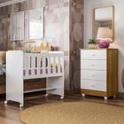 Quarto de Bebê 100% MDF Com Mini Berço e Cômoda Soft Life Branco/Madeirado Ypê