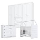 Quarto de Bebê Americano 6 Portas com Berço Montessoriano Branco HP - Henn