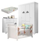 Quarto De Bebê Ane Com Berço Americano Lara Branco Brilho Com Colchão Gazin - Phoenix Baby