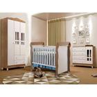 Quarto de Bebê Ariel II Berço Guarda-Roupa Cômoda Branco Colchão Baby D18 (10x70x130) Branco e Marrom Infantil