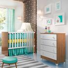 Quarto de Bebê Ariel III Berço Cômoda Branco e Marrom Infantil