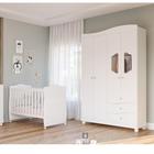 Quarto de Bebê Berço, Guarda-roupa 4 Portas 3 Gavetas Soninho Espresso Móveis Branco