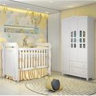 Quarto de Bebê Berço Mini Cama Provençal Lisa Guarda Roupa Infantil 3 Portas Infantil Branco Carolina Baby