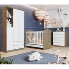 Quarto de Bebê com 1 Guarda Roupa 1 Cômoda e Berço 3 em 1 Abracadabra Espresso Móveis Rústico/Branco
