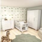 Quarto de Bebê com Berço 2 em 1 Guarda Roupa Cômoda Estante e Trocador Kakau Retrô Espresso Móveis