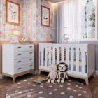 Quarto de Bebê com Berço 3 em 1 86x136,6x68cm e Cômoda 4 Gavetas Favo de Mel