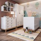 Quarto de Bebê com Berço 3 em 1 Cômoda Guarda Roupas e Nichos Duplos Favo de Mel