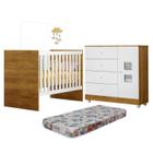 Quarto de Bebê com Berço com Colchão Life 100% Mdf e Cômoda de Bebê 100% Mdf 1 Porta 4 Gavetas Life