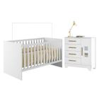 Quarto de Bebê com Berço com Suporte 100% Mdf Life e Cômoda 4 Gavetas 1 Porta Fly 100% Mdf Branco